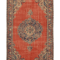 Vintage Manisa Turkish Area Rug 6x11 ft — Red & Blue Floral