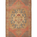 Vintage Nevşehir Turkish Area Rug 4x8 ft — Orange & Beige Geometric