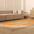 Vintage Manisa Turkish Area Rug 6x10 ft — Orange & Blue Floral