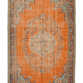 Vintage Manisa Turkish Area Rug 6x10 ft — Orange & Blue Floral