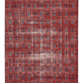 Vintage Isparta Turkish Area Rug 5x9 ft — Red & Gray Floral