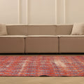 Vintage Isparta Turkish Area Rug 5x9 ft — Red & Gray Floral