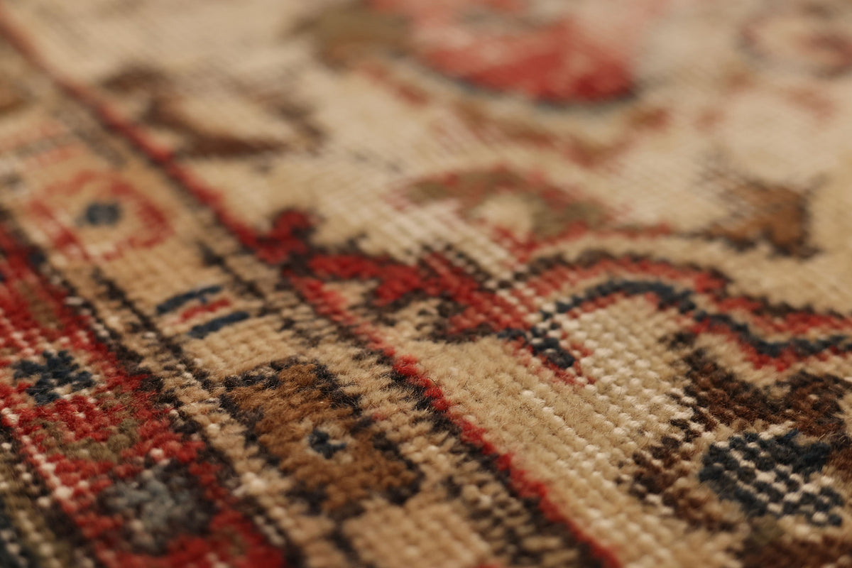 Vintage Isparta Turkish Doormat 2x4 ft — Beige & Red Distressed