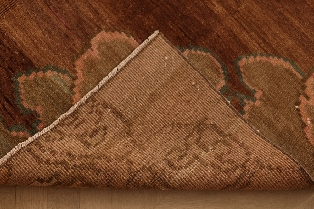 Vintage Kars Turkish Area Rug 6x11 ft — Brown & Beige Geometric