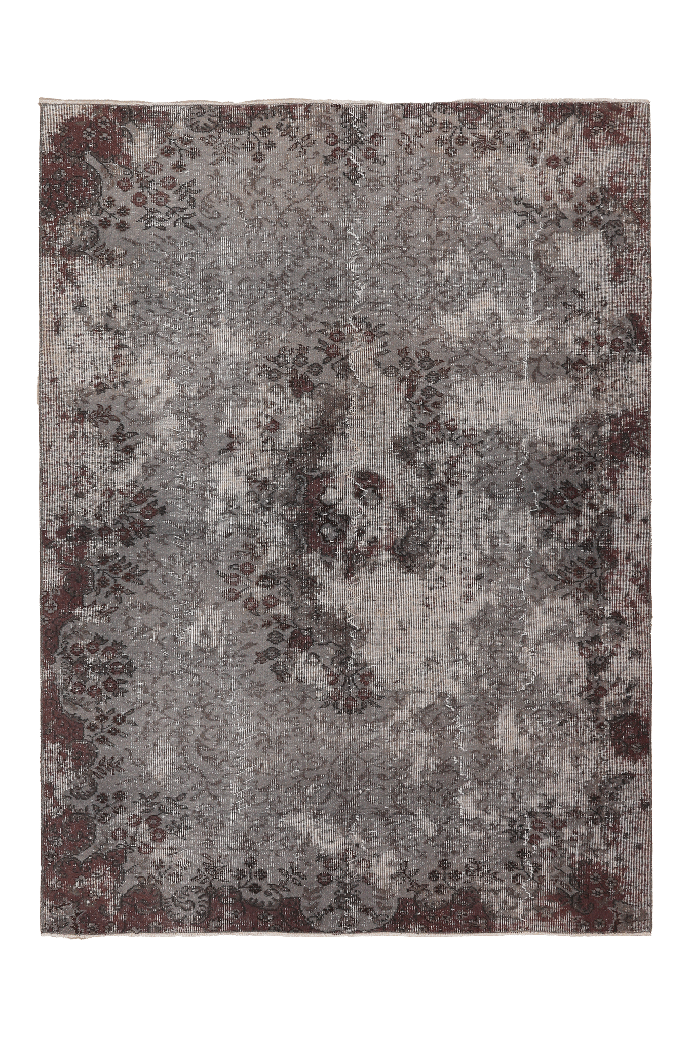 Vintage Isparta Turkish Area Rug 5x7 ft — Gray & Brown Distressed