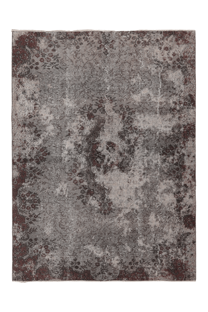 Vintage Isparta Turkish Area Rug 5x7 ft — Gray & Brown Distressed