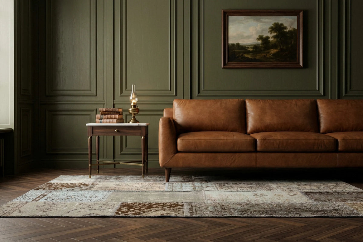Patchwork Area Rug in a styled room