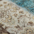 Vintage Turkish Area Rug 5x6 ft — Blue & Gray Patchwork