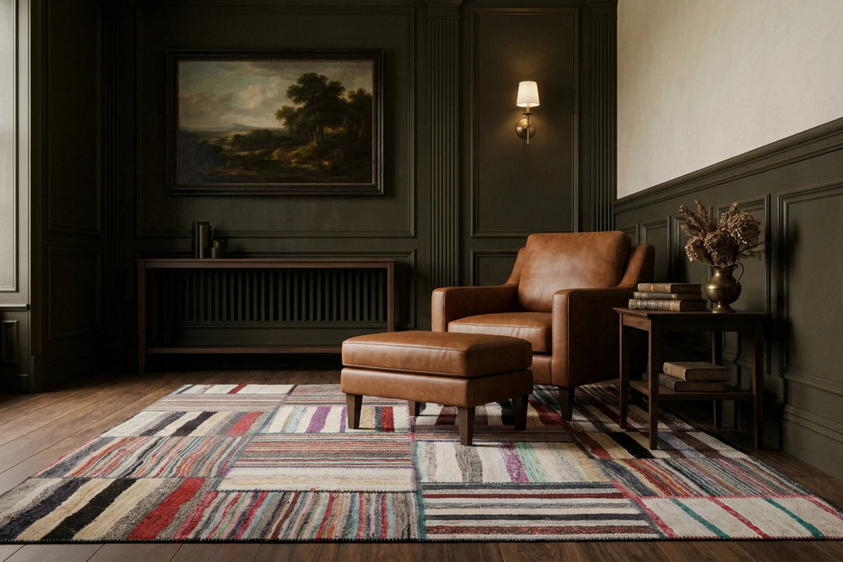 Patchwork Area Rug in a styled room