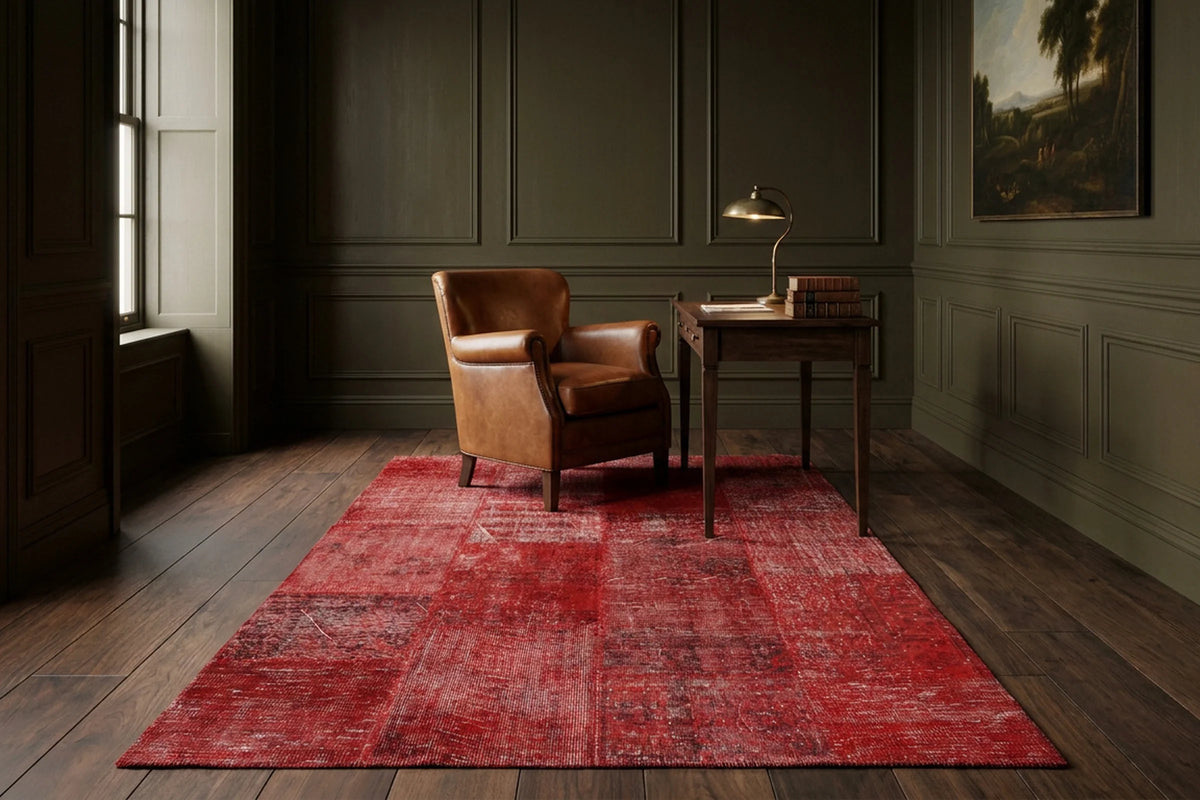 Patchwork Area Rug in a styled room