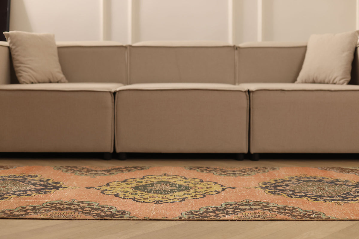 Vintage Konya Turkish Runner Rug 3x12 ft — Orange & Brown Floral (No. 39159)