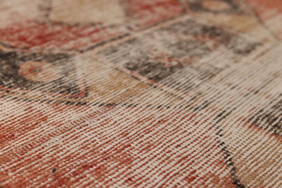 Vintage Malatya Turkish Runner Rug 3x12 ft — Red & Beige Distressed