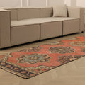Vintage Konya Turkish Runner Rug 3x11 ft — Red & Brown Floral
