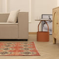 Vintage Malatya Turkish Runner Rug 3x9 ft — Red & Beige Geometric