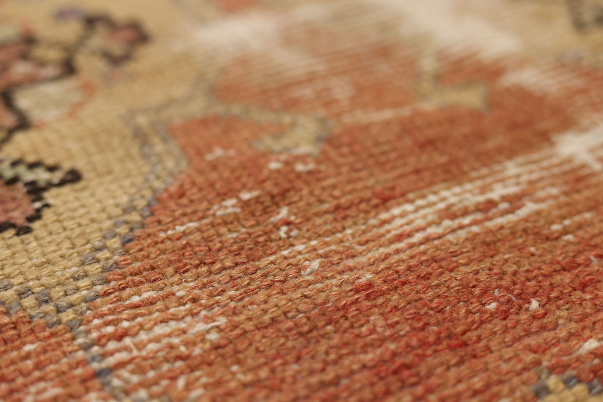 Vintage Malatya Turkish Runner Rug 3x9 ft — Red & Beige Geometric