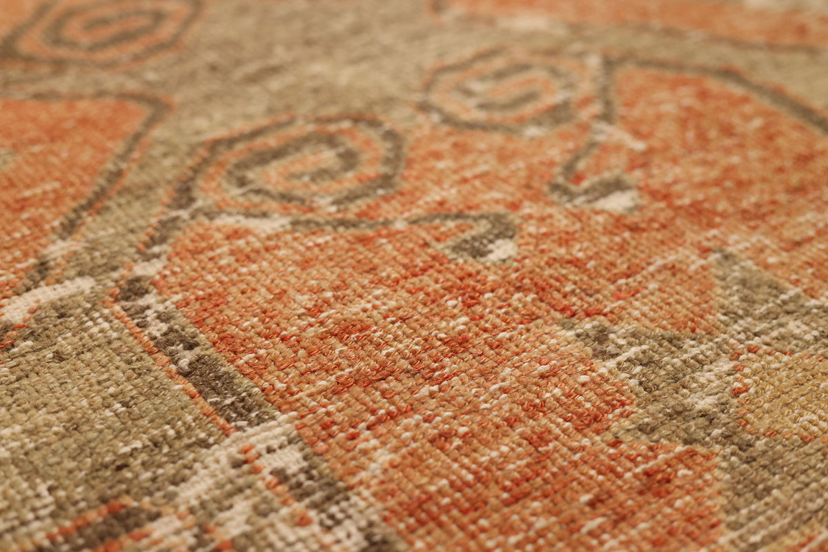 Vintage Malatya Turkish Runner Rug 3x11 ft — Orange & Brown Distressed