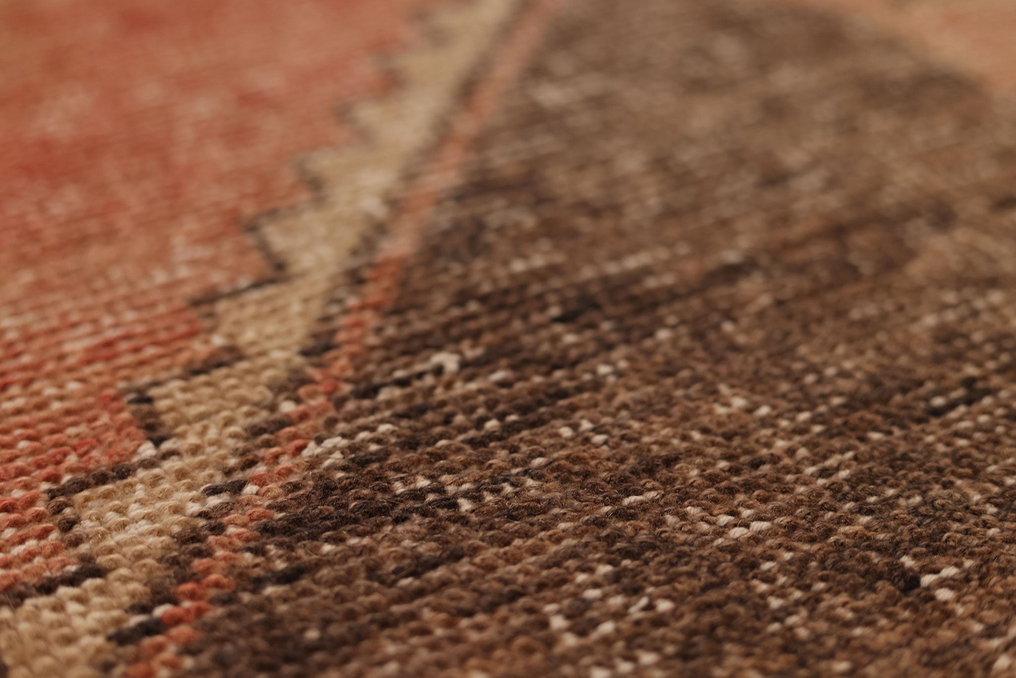 Vintage Malatya Turkish Runner Rug 3x11 ft — Orange & Brown Geometric (No. 39205)