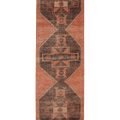Vintage Malatya Turkish Runner Rug 3x11 ft — Orange & Brown Geometric (No. 39205)