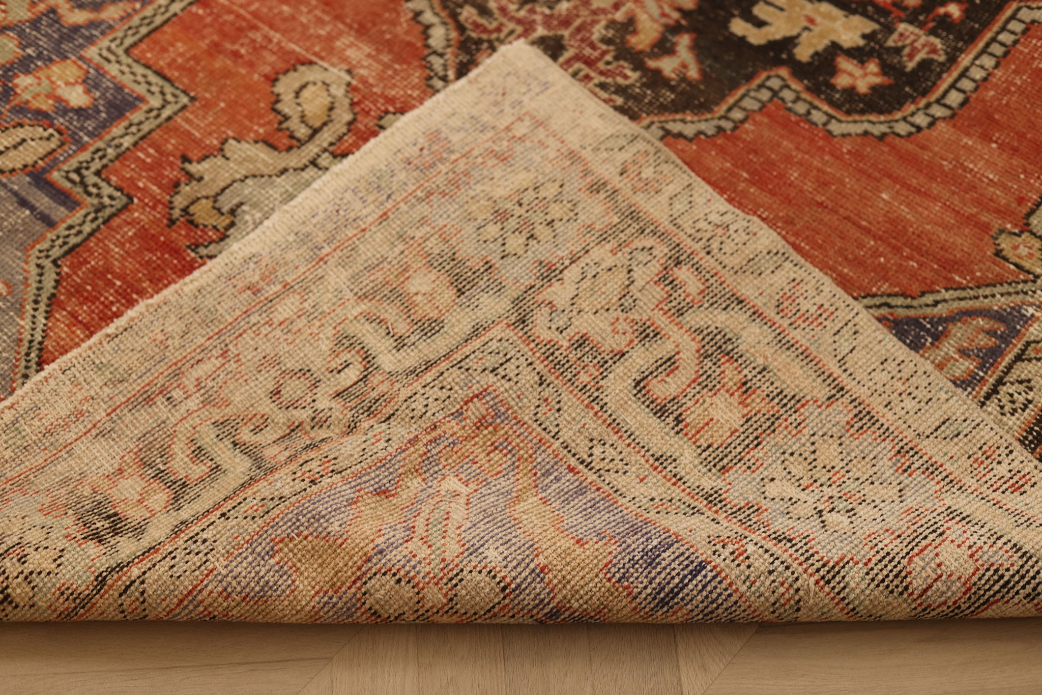Vintage Niğde Turkish Area Rug 6x10 ft — Red & Brown Floral