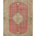 Vintage Manisa Turkish Area Rug 6x8 ft — Red & Beige Floral