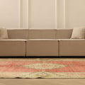 Vintage Manisa Turkish Area Rug 6x8 ft — Red & Beige Floral
