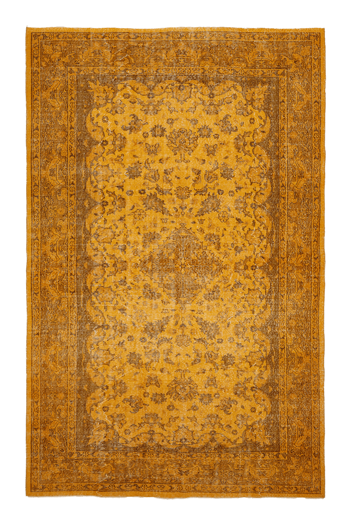 Vintage Isparta Turkish Area Rug 6x10 ft — Orange & Brown Overdyed
