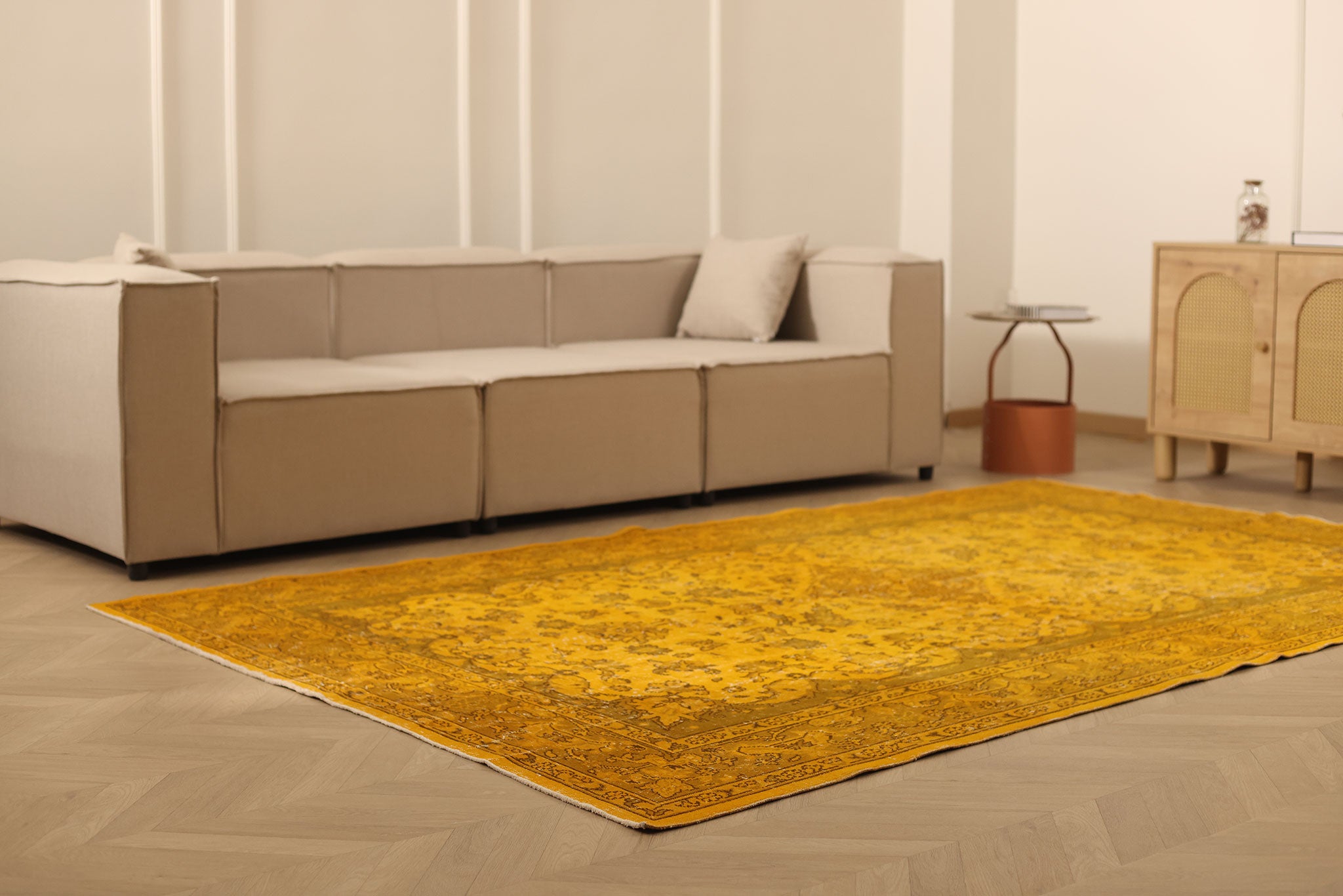 Vintage Isparta Turkish Area Rug 6x10 ft — Orange & Brown Overdyed