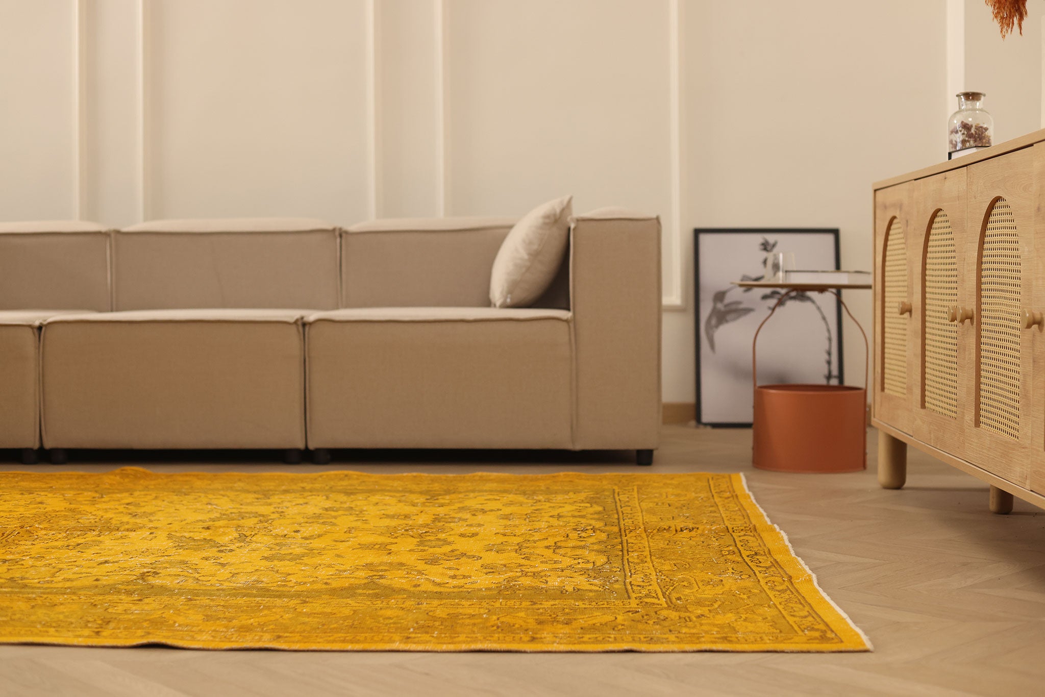 Vintage Isparta Turkish Area Rug 6x10 ft — Orange & Brown Overdyed