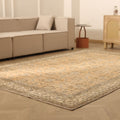 Vintage Isparta Turkish Area Rug 6x10 ft — Beige & Brown Floral (No. 39254)