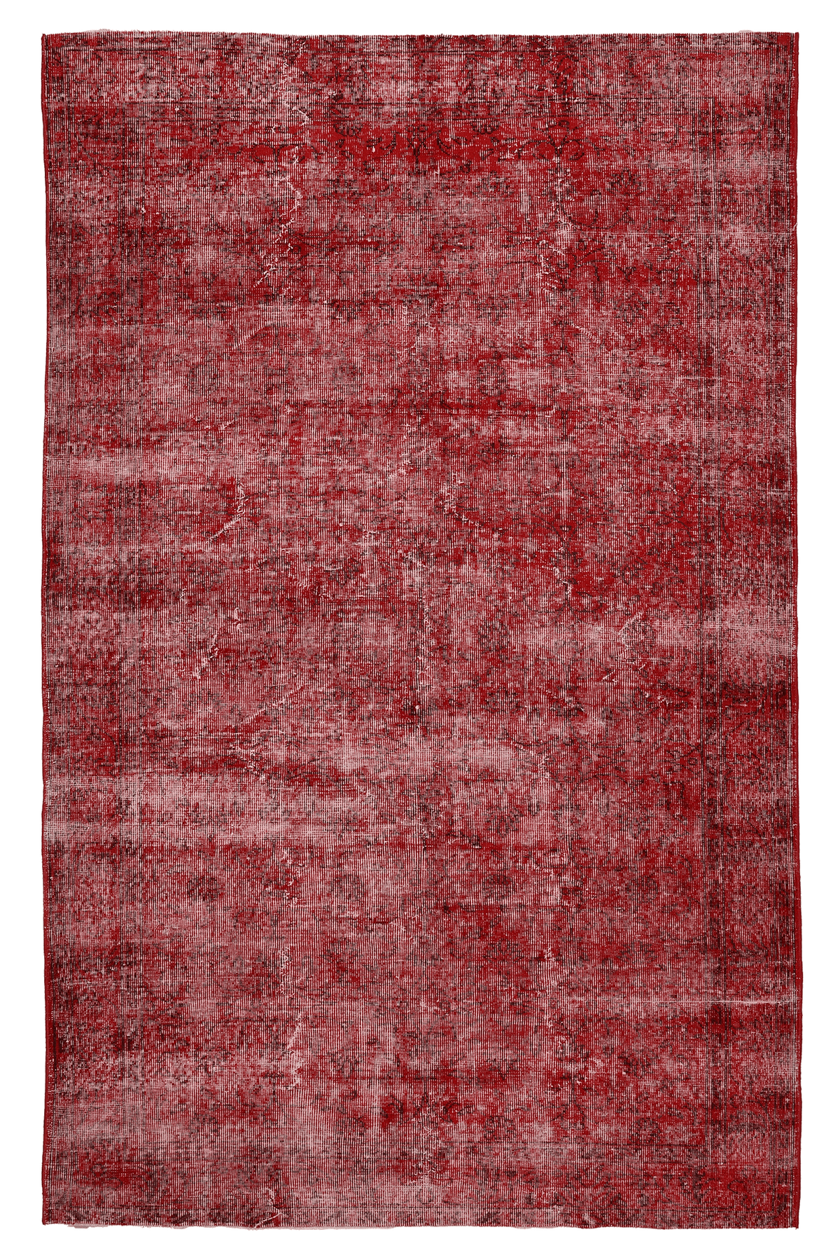 Vintage Isparta Turkish Area Rug 5x9 ft — Red Overdyed (No. 39257)