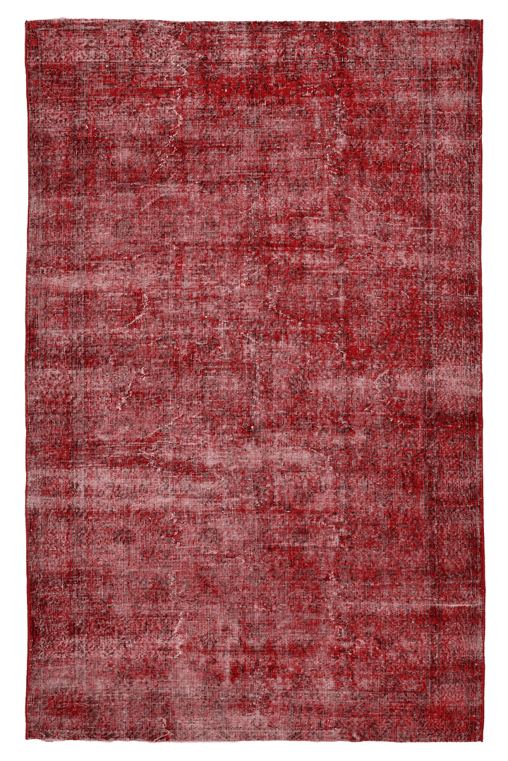 Vintage Isparta Turkish Area Rug 5x9 ft — Red Overdyed (No. 39257)