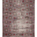 Vintage Isparta Turkish Area Rug 6x9 ft — Gray & Red Floral (No. 39258)
