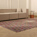 Vintage Isparta Turkish Area Rug 6x9 ft — Gray & Red Floral (No. 39258)