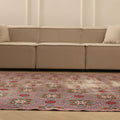 Vintage Isparta Turkish Area Rug 6x9 ft — Gray & Red Floral (No. 39258)