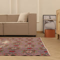 Vintage Isparta Turkish Area Rug 6x9 ft — Gray & Red Floral (No. 39258)