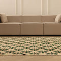 Vintage Isparta Turkish Area Rug 7x10 ft — Beige & Green Floral