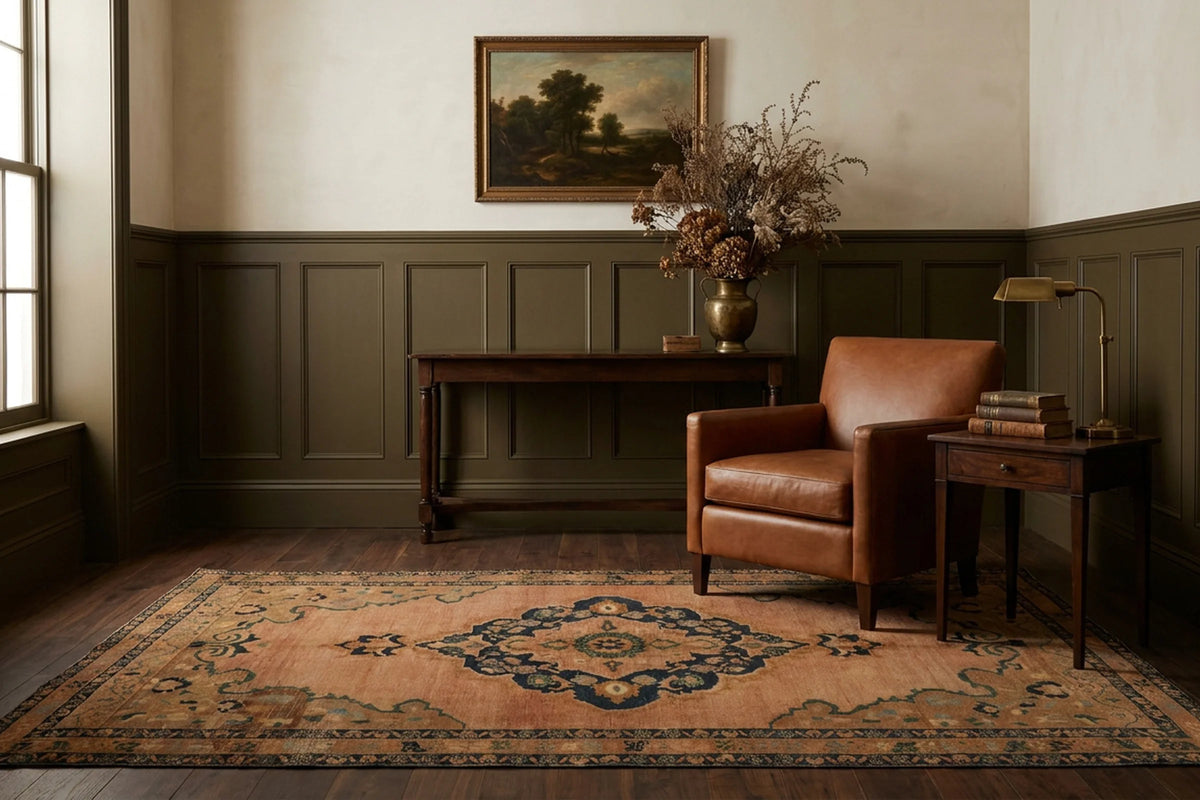 Persian Style Area Rug in a styled room