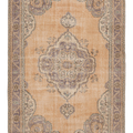 Vintage Isparta Turkish Area Rug 6x10 ft — Beige & Gray Floral
