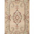 Vintage Manisa Turkish Area Rug 4x8 ft — Beige & Brown Floral