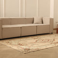 Vintage Manisa Turkish Area Rug 4x8 ft — Beige & Brown Floral