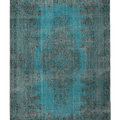 Vintage Isparta Turkish Area Rug 5x8 ft — Blue & Gray Overdyed