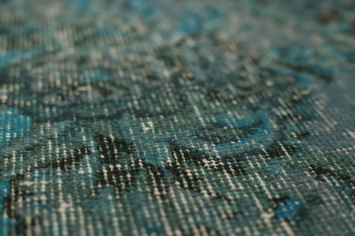 Vintage Isparta Turkish Area Rug 5x8 ft — Blue & Gray Overdyed