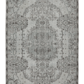 Vintage Isparta Turkish Area Rug 5x9 ft — Gray Floral (No. 39272)