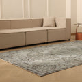 Vintage Isparta Turkish Area Rug 5x9 ft — Gray Floral (No. 39272)