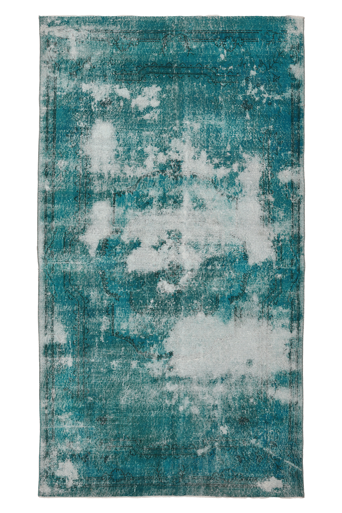 Vintage Isparta Turkish Area Rug 5x9 ft — Blue & Gray Overdyed (No. 39273)