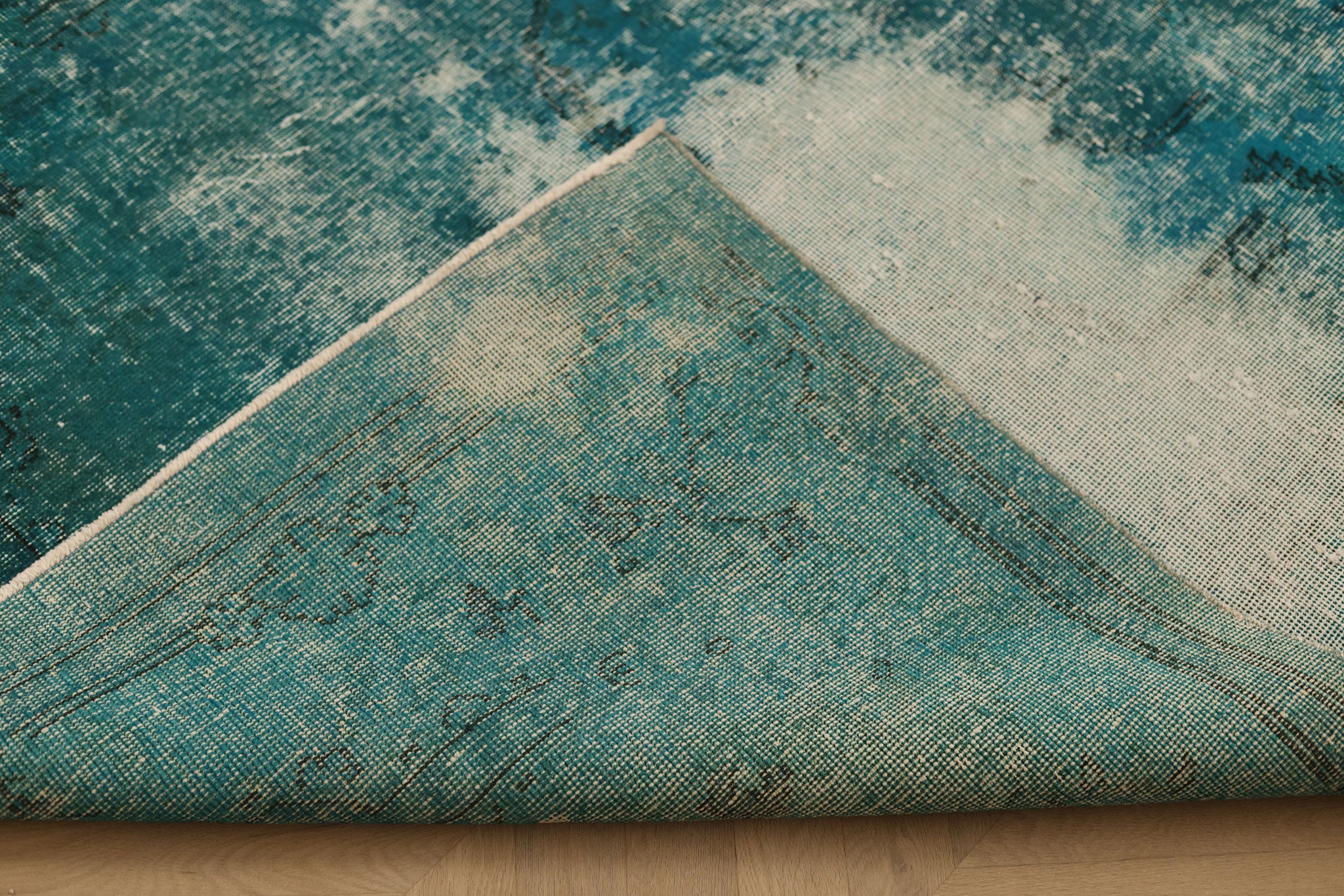 Vintage Isparta Turkish Area Rug 5x9 ft — Blue & Gray Overdyed (No. 39273)
