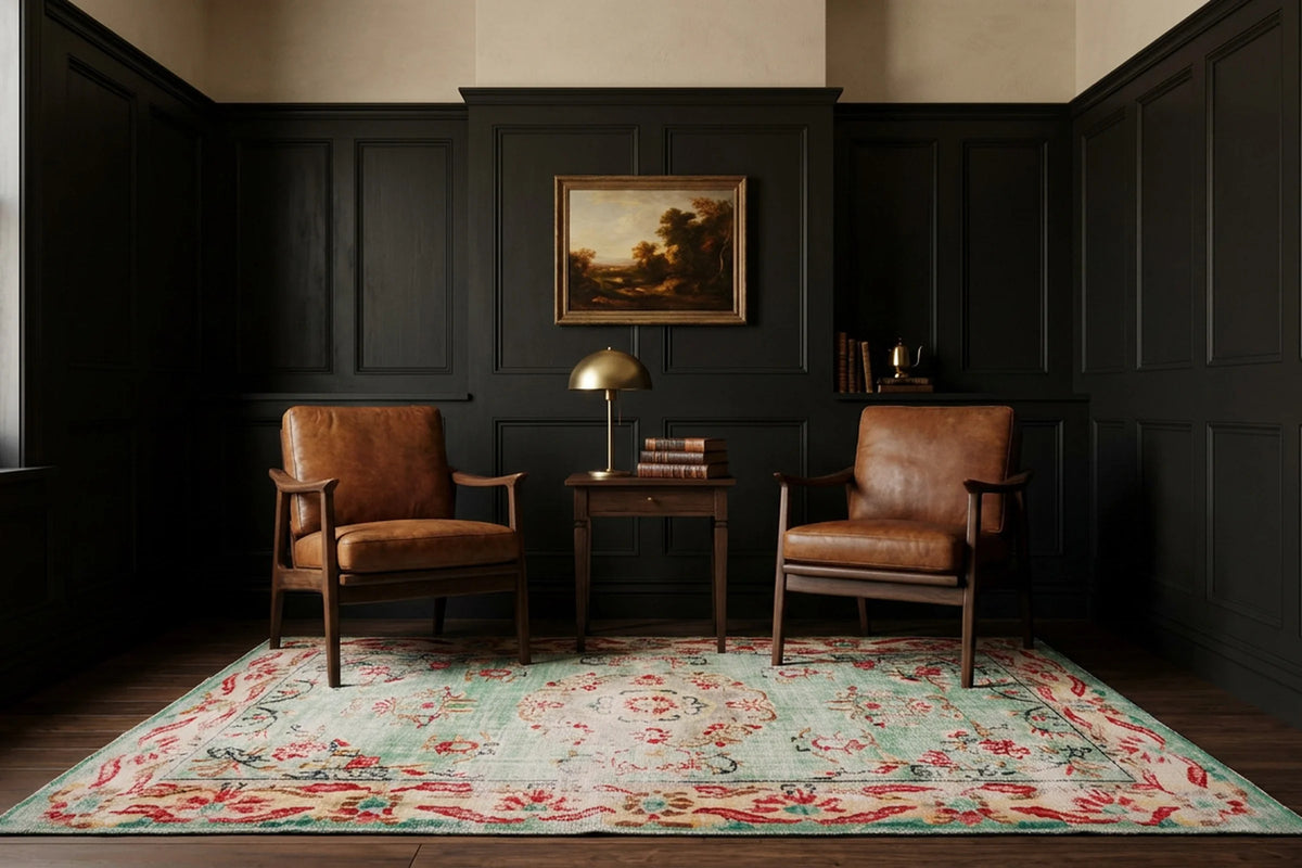 Turkish Area Rug in a styled room