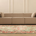 Vintage Manisa Turkish Area Rug 6x9 ft — Green & Red Floral