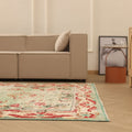 Vintage Manisa Turkish Area Rug 6x9 ft — Green & Red Floral