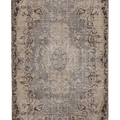 Vintage Isparta Turkish Area Rug 5x8 ft — Beige & Gray Floral (No. 39281)